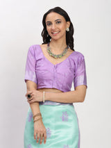 Lovandar C.Green Silver Zari Jaquard Weave Kanjivaram Silk Saree with Blouse Piece